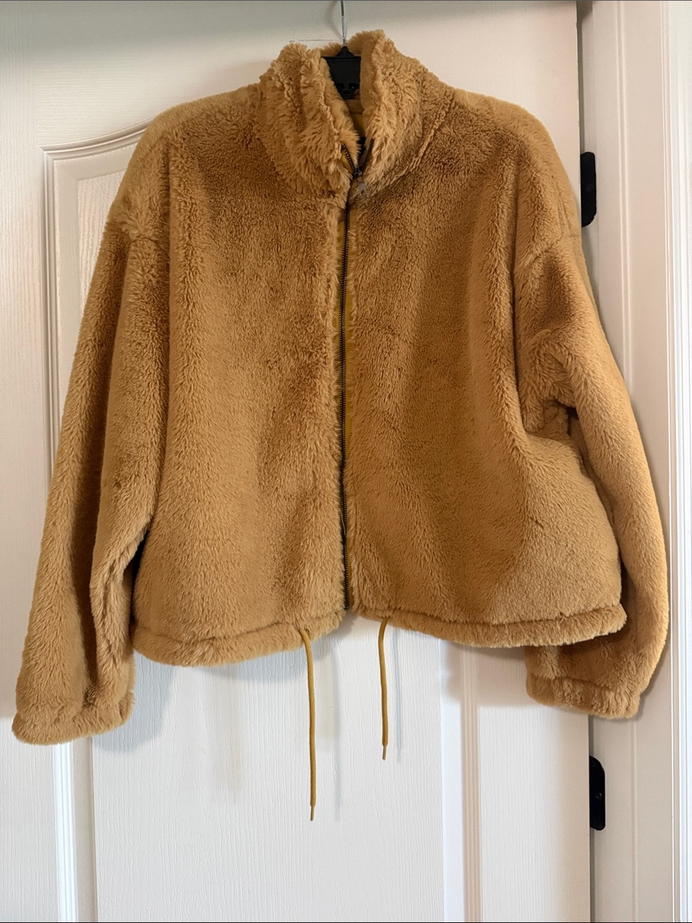 Cozy Faux-Fur Puffer Jacket in Camel
